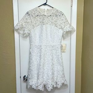 Shoshanna Midnight White Floral Fit and Flare